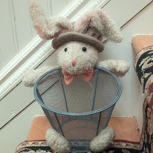 Charming Cream and Brown Bunny Basket/Plant Holder